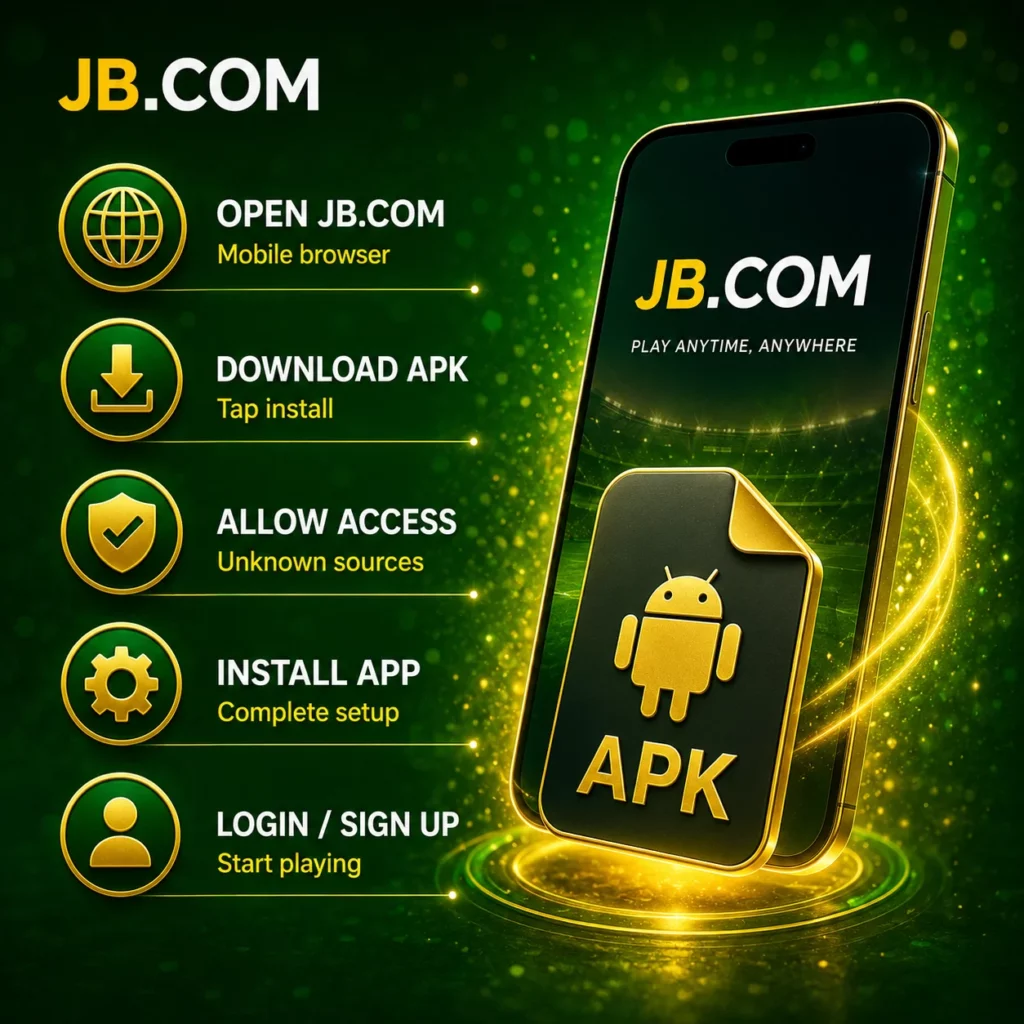 JB.COM APK download guide with smartphone and app setup.