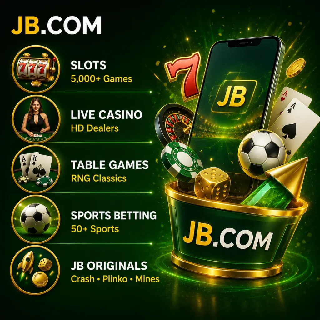 JB.COM casino games with slots, live casino and sports betting.