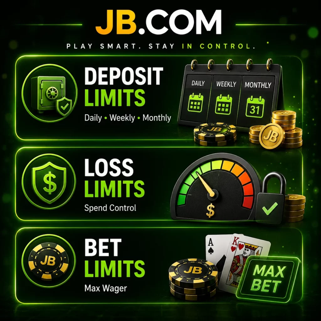 JB.COM responsible gaming limits with deposit, loss and bet controls.