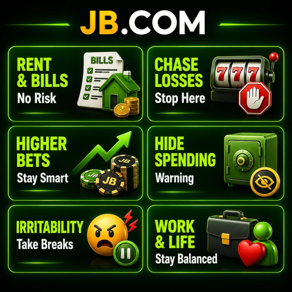 JB.COM responsible gaming warning signs with spending control and habits.